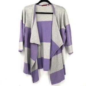 CYRUS RED Cardigan Sweater Striped Half Sleeve Soft Knit Stretch Open Waterfall